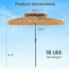 9-foot thatched tiki umbrella with 8 ribs, featuring a durable PE fabric and adjustable tilt for outdoor shading.