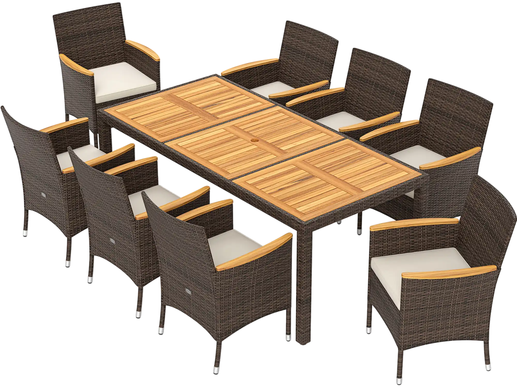 Costway 9-Piece Outdoor Patio Dining Set Acacia Wood Table Top 961783452 New