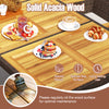 Acacia wood dining table surface showcasing natural beauty, ideal for the 9-piece outdoor dining set.