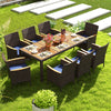 9 Piece Outdoor Dining Set with Acacia Wood Table Top-Navy - Gallery View 1 of 10