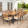 9-piece patio dining set featuring acacia wood tabletop, cushioned chairs, and 1.9" umbrella hole for outdoor.