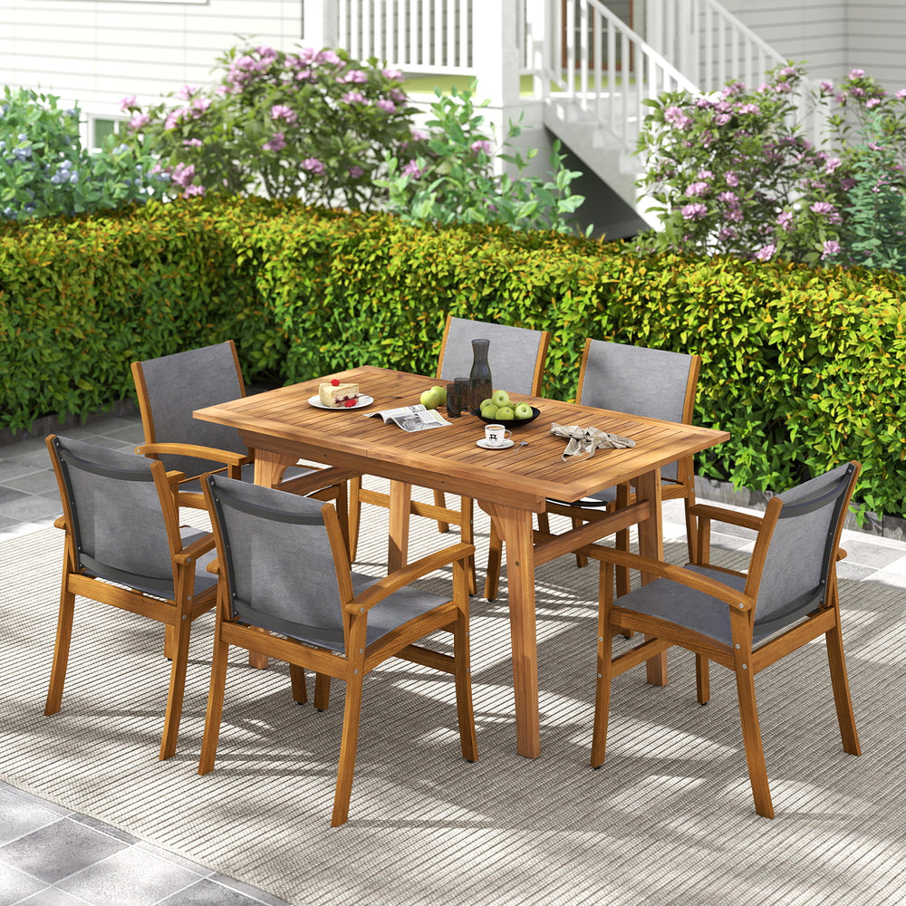 9 Pieces Acacia Wood Patio Dining Set for 6-8 - Gallery View 1 of 10