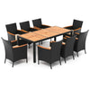 9-piece outdoor dining set featuring a durable acacia wood tabletop and weather-resistant PE rattan chairs for ultimate.