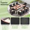 9-piece outdoor dining set featuring a solid acacia wood tabletop and durable PE rattan chairs for stylish outdoor.