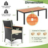9-piece outdoor dining set featuring an acacia wood tabletop and supportive rattan chairs with cushions for patio.
