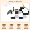 9-piece outdoor PE rattan wicker sectional sofa set with navy cushions and gas fire pit table, delivered in 4 boxes.