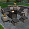 9 Pieces Outdoor Patio Furniture Set with 32-Inch Propane Fire Pit Table-Gray - Gallery View 1 of 9