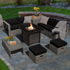 9 Pieces Outdoor Patio Furniture Set with 32-Inch Propane Fire Pit Table-Black - Gallery View 1 of 9
