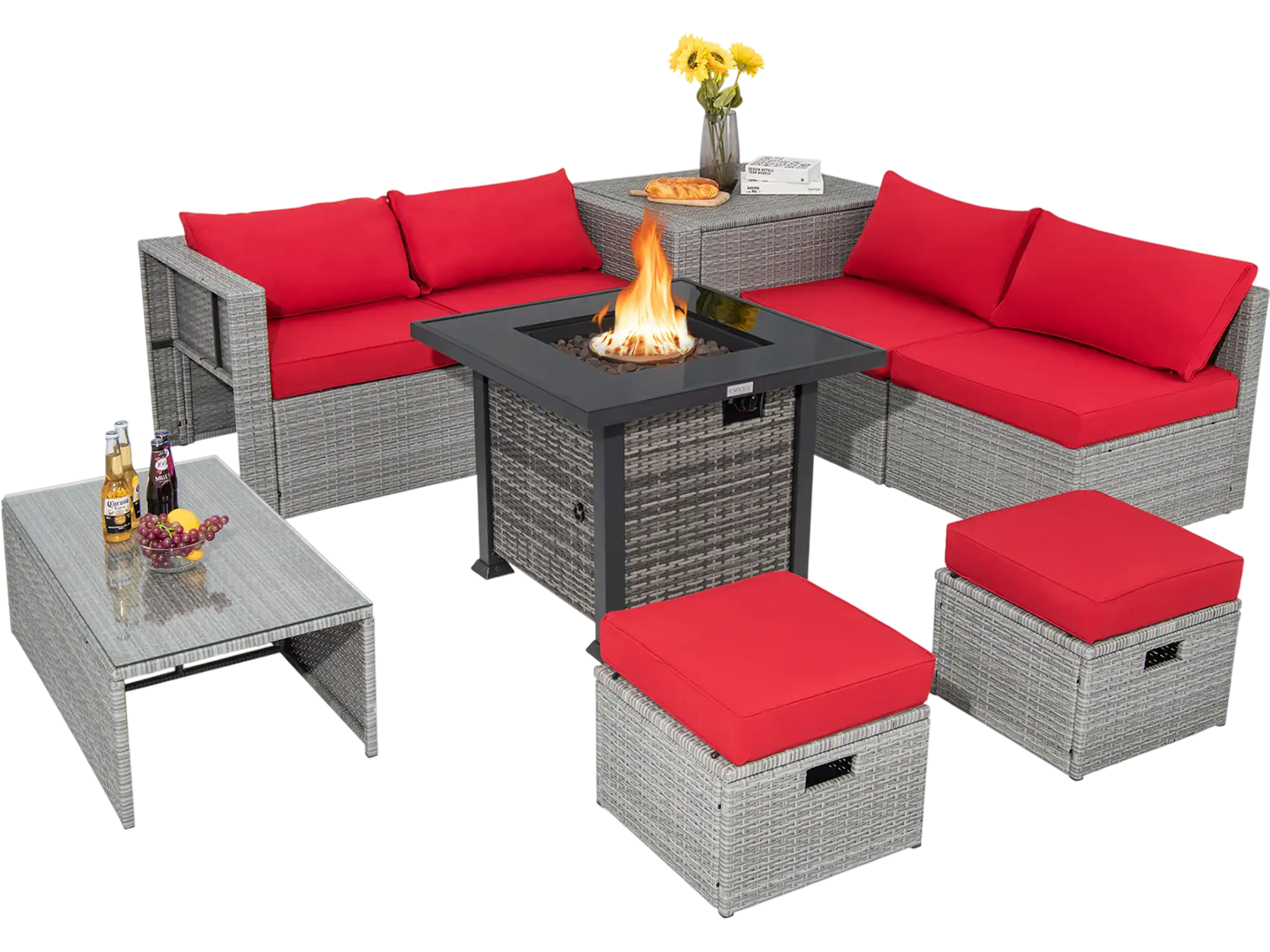 Costway 9-Pc Outdoor Patio Furniture Set w/ 32