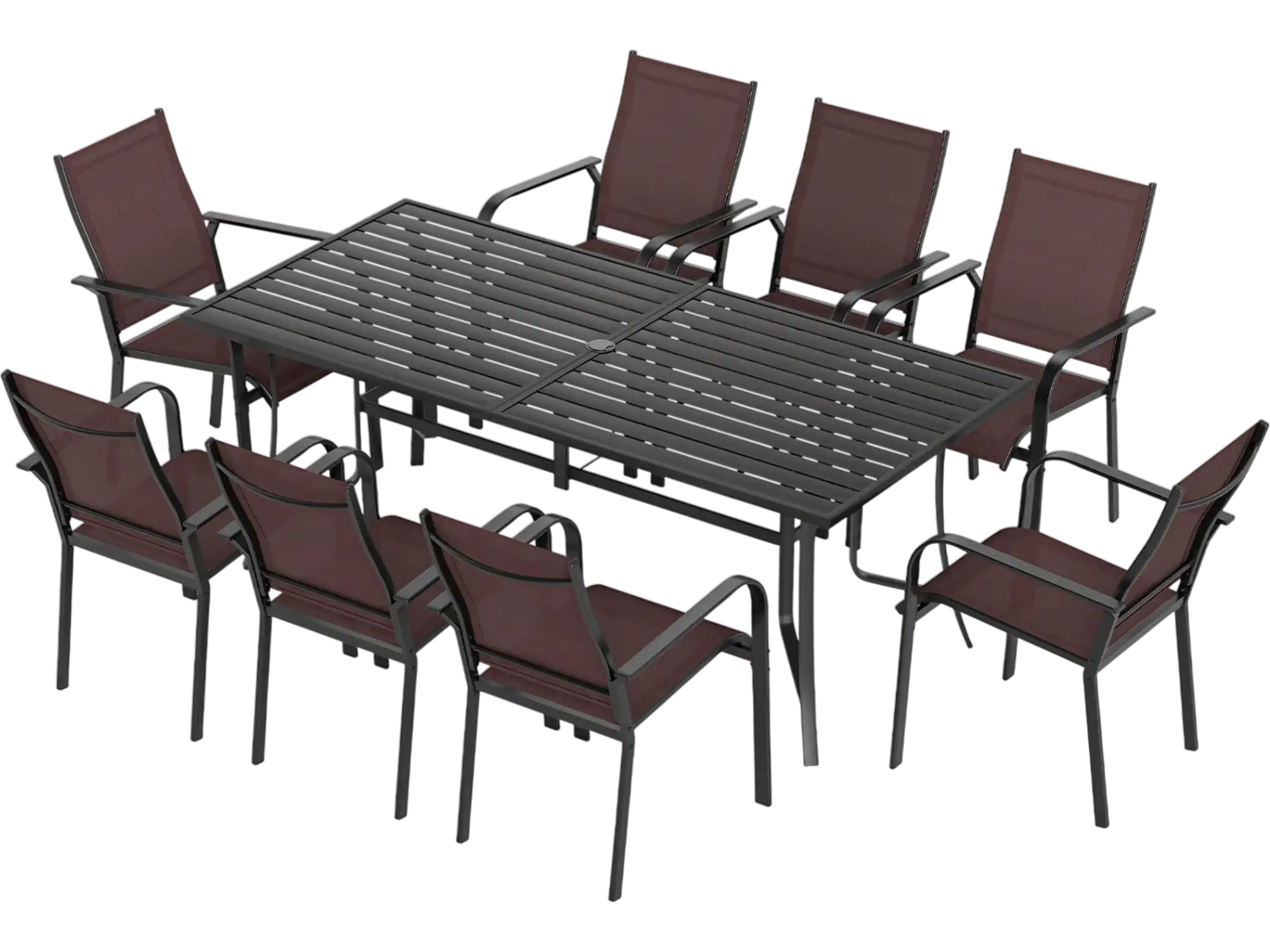 Costway 9-Piece Patio Dining Set Outdoor Rectangular Table & 8 Stackable Chairs 33003855 New