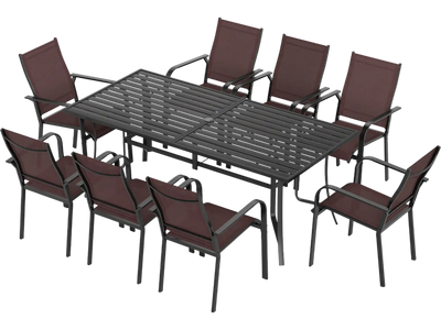 Costway 9-Piece Patio Dining Set Outdoor Rectangular Table & 8 Stackable Chairs 33003855 New