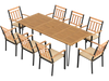 9 Pieces Patio Dining Outdoor Furniture Set with 8 Chairs and Umbrella Hole