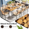 9-piece patio dining set featuring a solid acacia wood table and 8 chairs with cushions, perfect for outdoor gatherings.