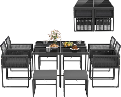 Costway 9-Piece Patio Dining Set with Cushions Yard Garden 963154278 New