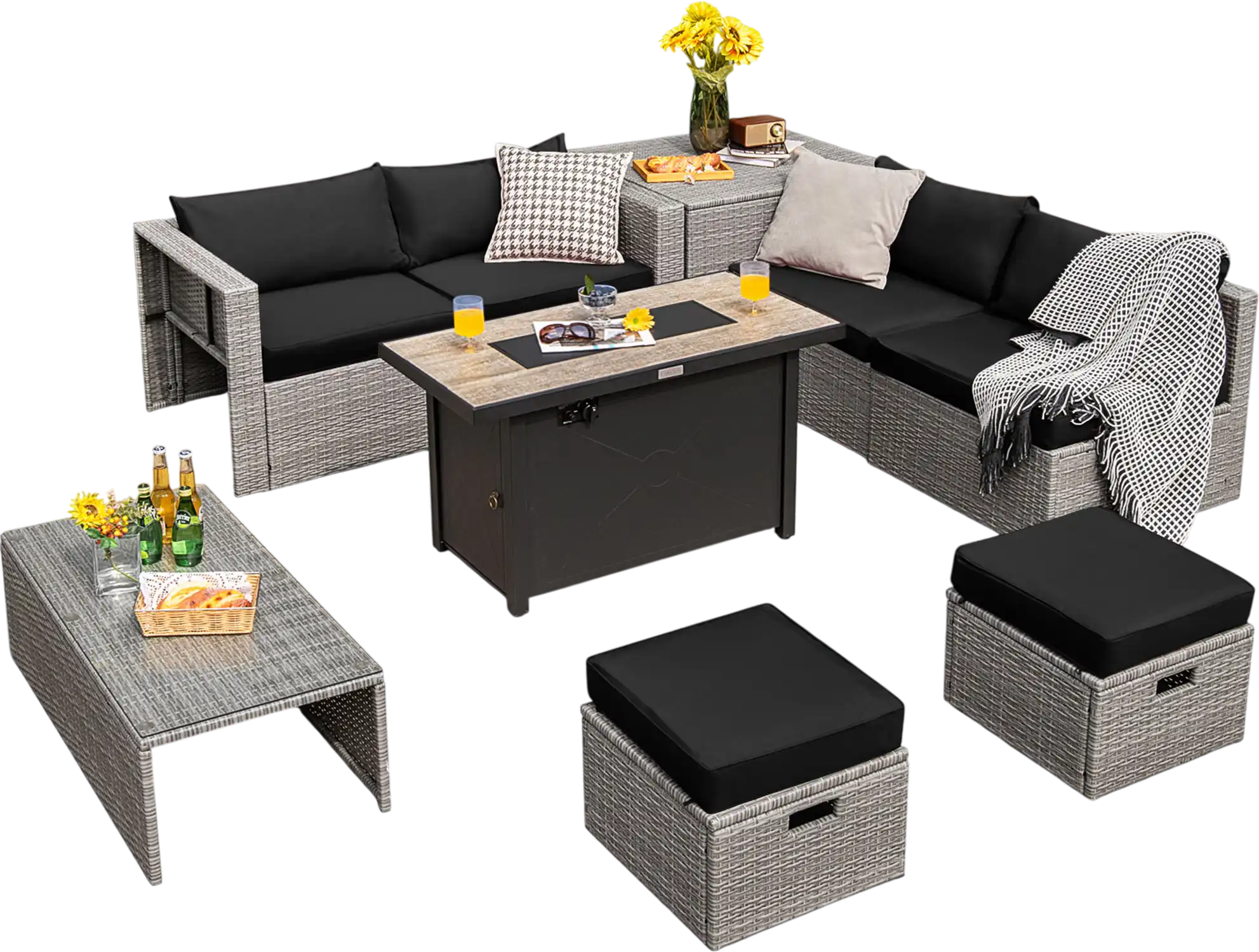 Costway 9-Piece Patio Furniture Set w/ 42