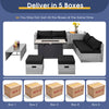 9-piece patio furniture set featuring a 42-inch fire pit and black cushions, ideal for outdoor gatherings and warmth.