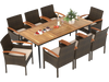 9 Pieces Patio PE Wicker Dining Set with Cushions and Umbrella Hole