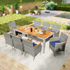 9 Pieces Patio PE Wicker Dining Set for Deck, Garden and Yard-Navy - Gallery View 1 of 10