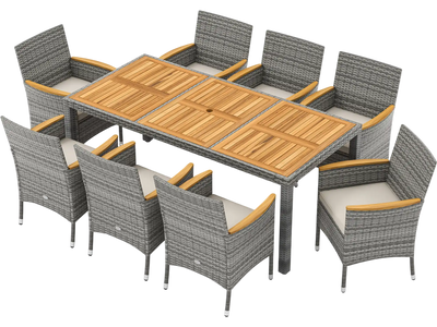 Costway 9-Piece Patio PE Wicker Dining Set 964213578 New