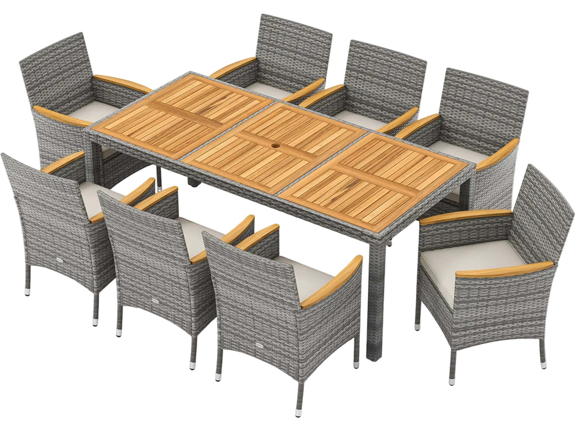 Costway 9-Pc Patio PE Wicker Dining Set Deck Garden Yard 964213578 New