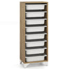 Freestanding 9-tier fruit and vegetable storage rack with 8 slide-out baskets, perfect for maximizing kitchen space.