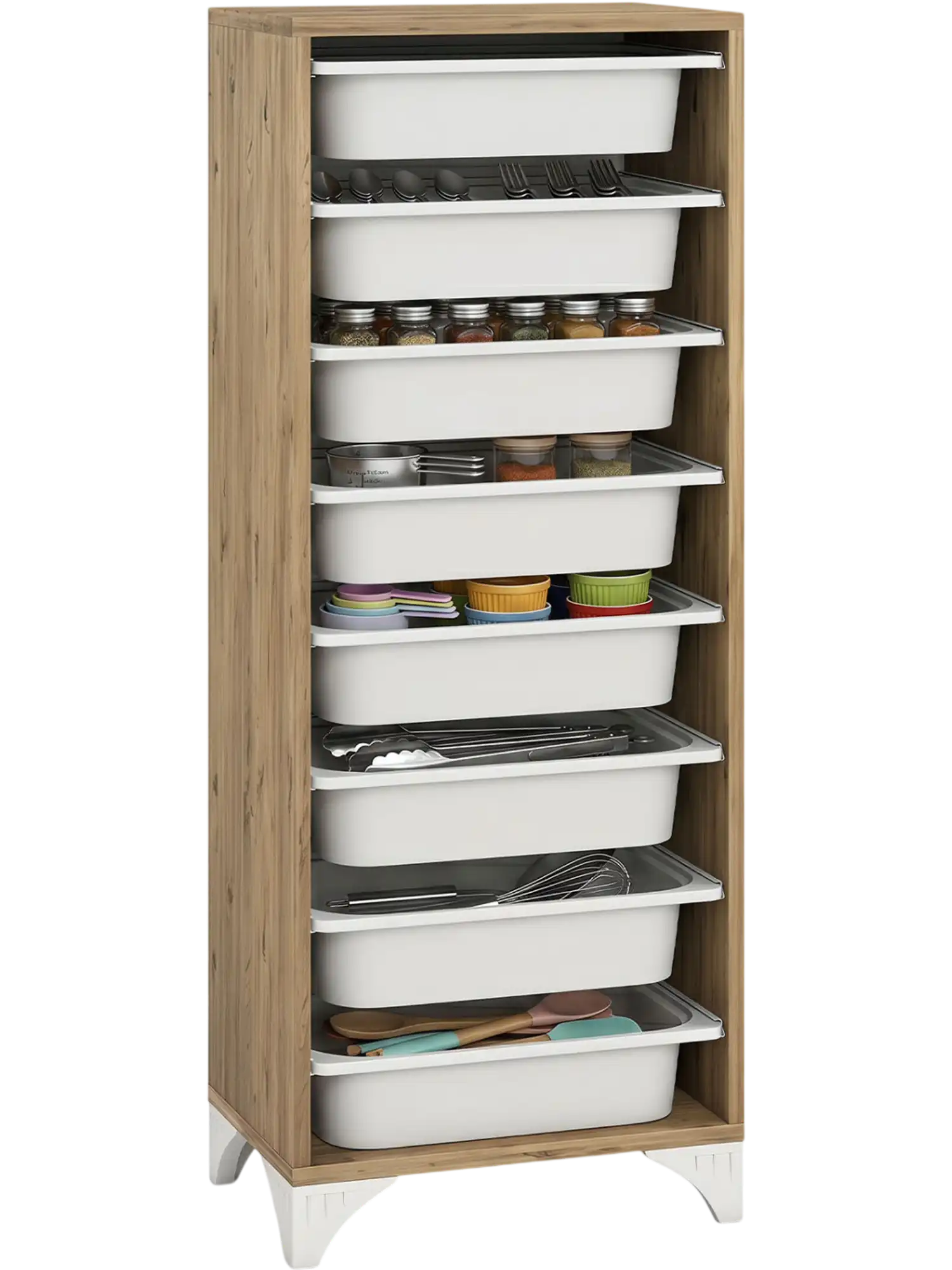 Costway 9-Tier Freestanding Wooden Pantry Organizer Storage Cabinet 57394661 New