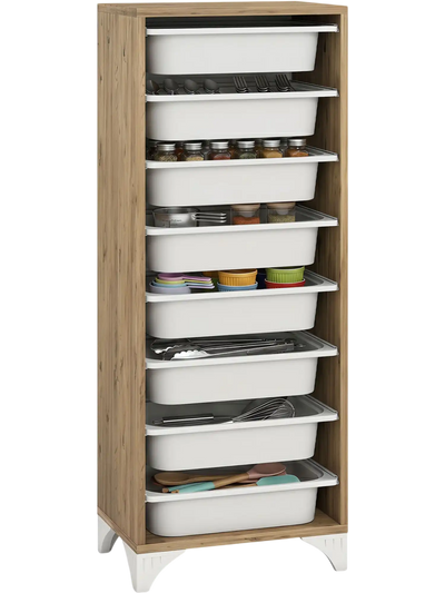 Costway 9-Tier Freestanding Wooden Pantry Organizer Storage Cabinet 57394661 New