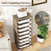 9-tier freestanding wooden pantry organizer with 8 slide-out baskets and anti-toppling device for kitchen stability.