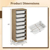 9-tier freestanding wooden pantry organizer cabinet with 8 slide-out baskets for efficient fruit and vegetable storage.