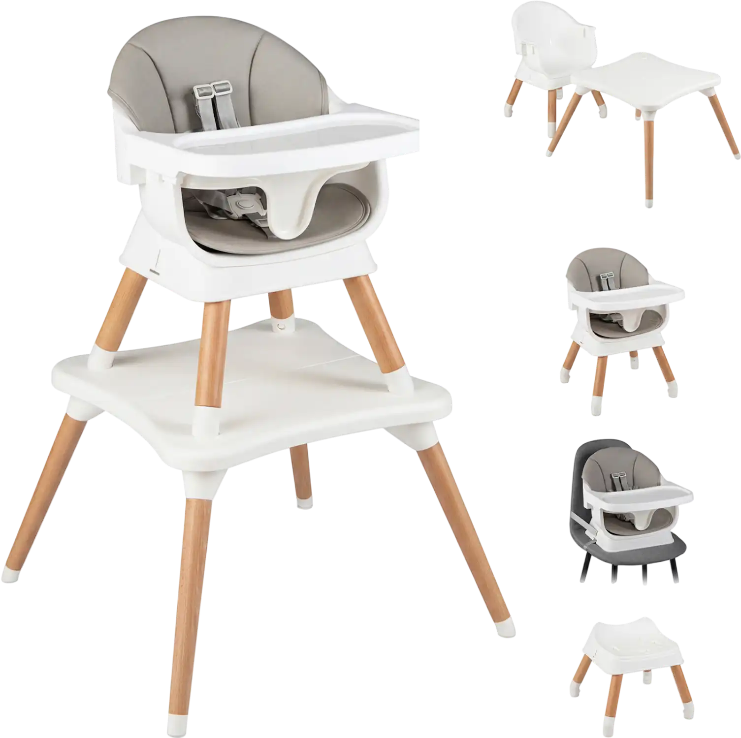 Costway 9-in-1 Convertible High Chair for Babies & Toddlers Solid Wood Legs 57163642 New