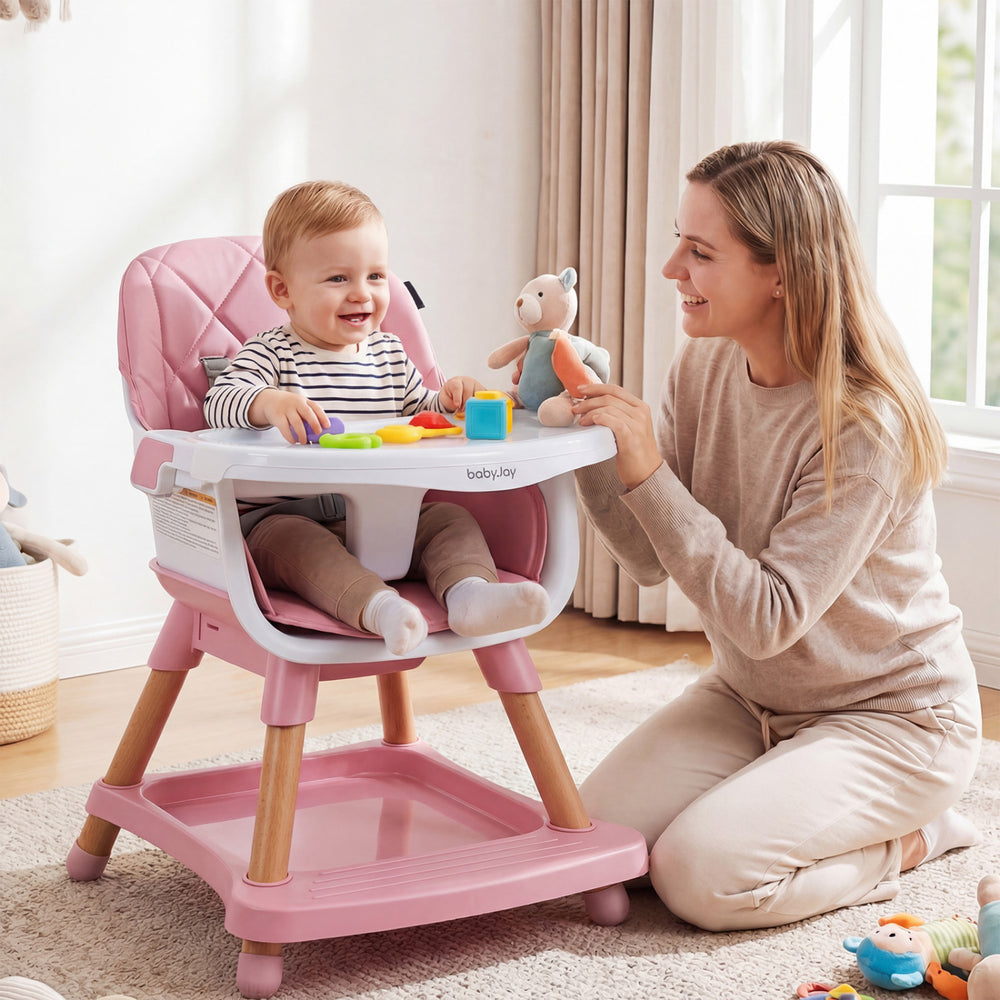 9-in-1 Convertible High Chair for Babies and Toddlers with Seat Cushion-Pink - Gallery View 1 of 10