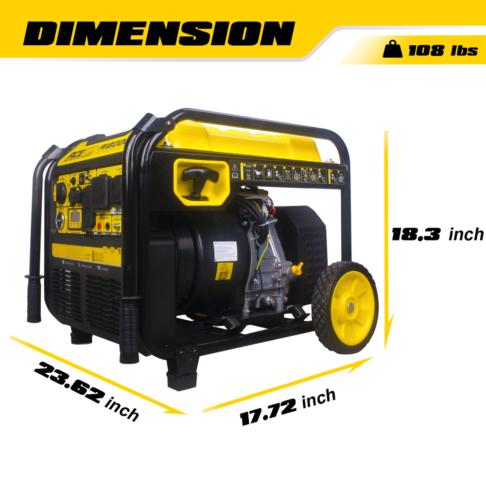 Aceup Energy 8000 Watt Gasoline Inverter Generator 322CC Electric Start & Recoil Start RV-Ready for Home Use,Emergency - AceupEnergy