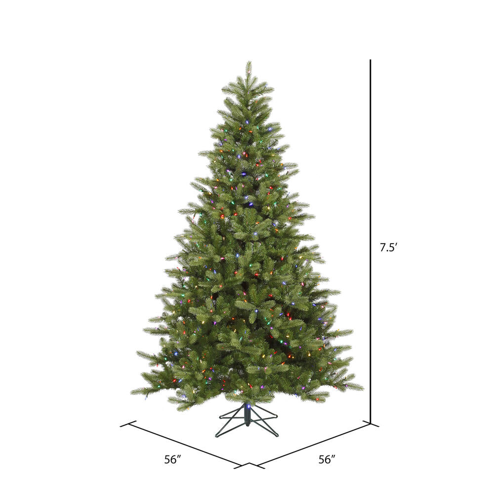 Vickerman King Spruce Artificial Christmas Tree 7.5' x 56" Multi-Colored LED Lights New