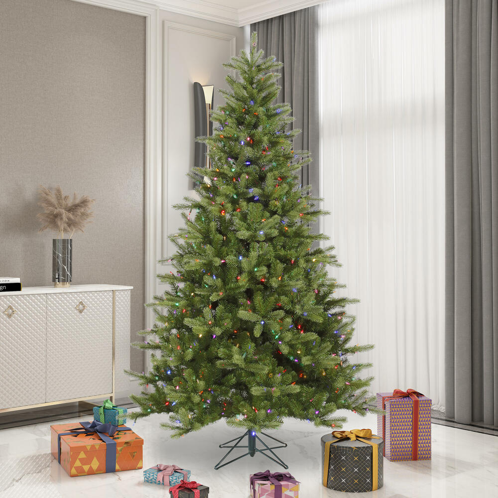 Vickerman King Spruce Artificial Christmas Tree 7.5' x 56" Multi-Colored LED Lights New