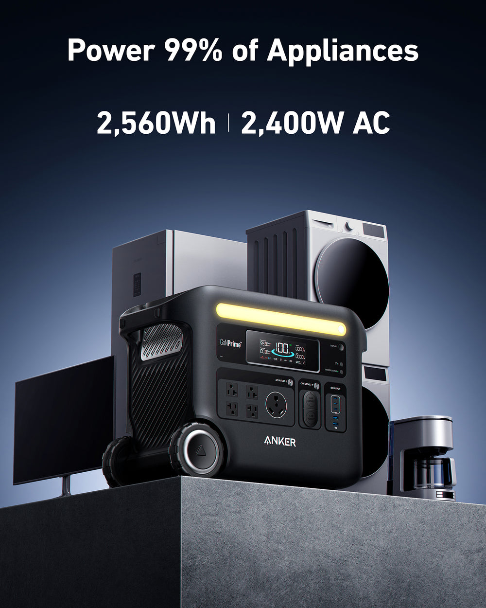 Anker SOLIX F2600 Power Station 2560Wh 2400W with 100W Solar Panel Manufacturer RFB