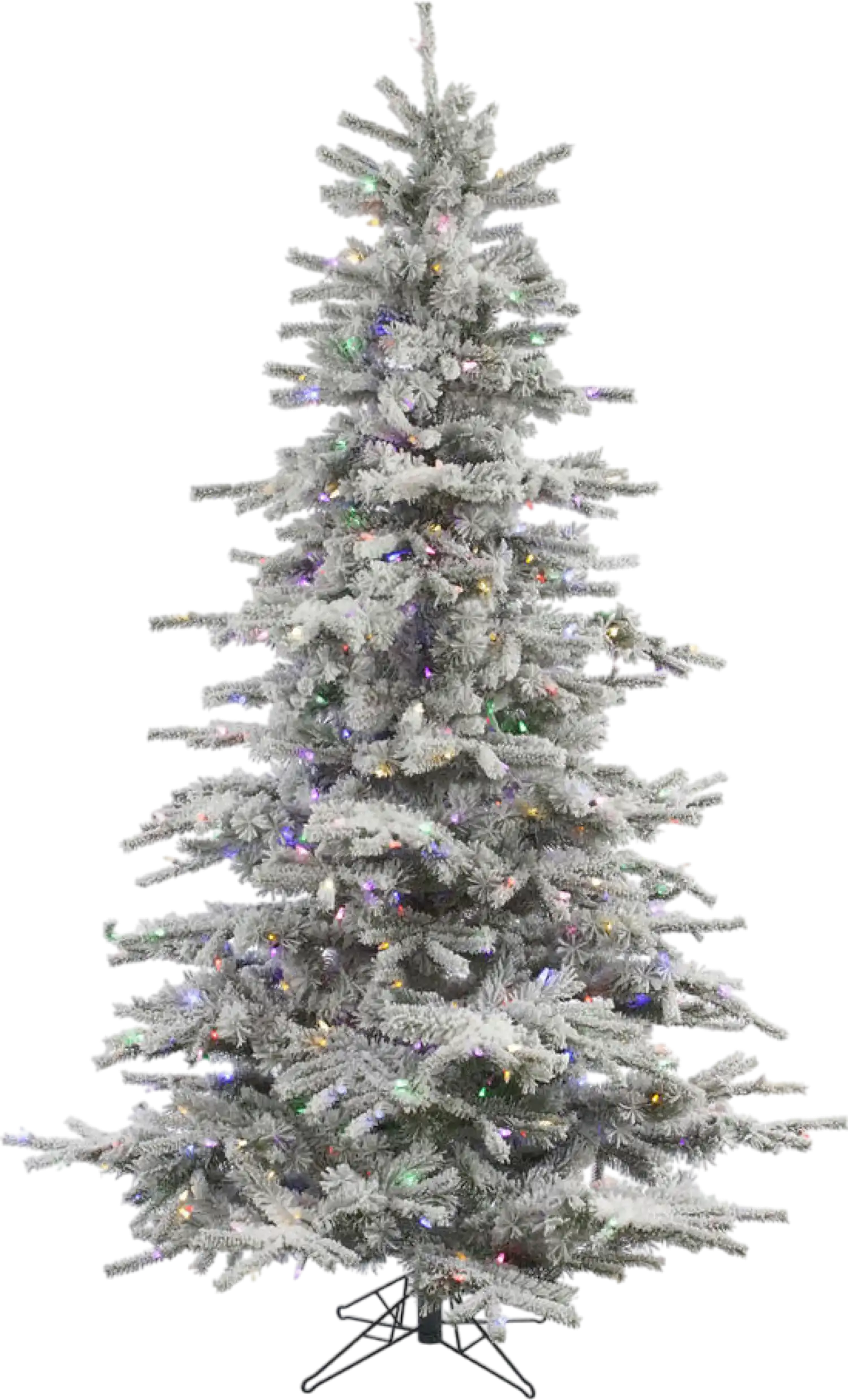 Vickerman Flocked Sierra Fir Artificial Christmas Tree 7.5' Pre-Lit Multi-Colored LED Lights New