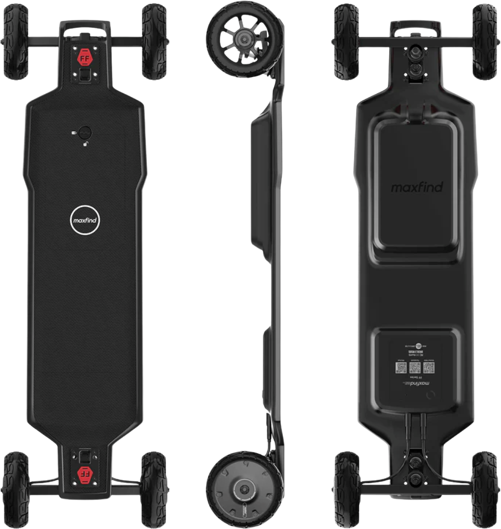 Maxfind FF AT Electric Skateboard All Terrain Dual 1500W Motors 48V 28 MPH 17 Mile Standard Range AF05 New