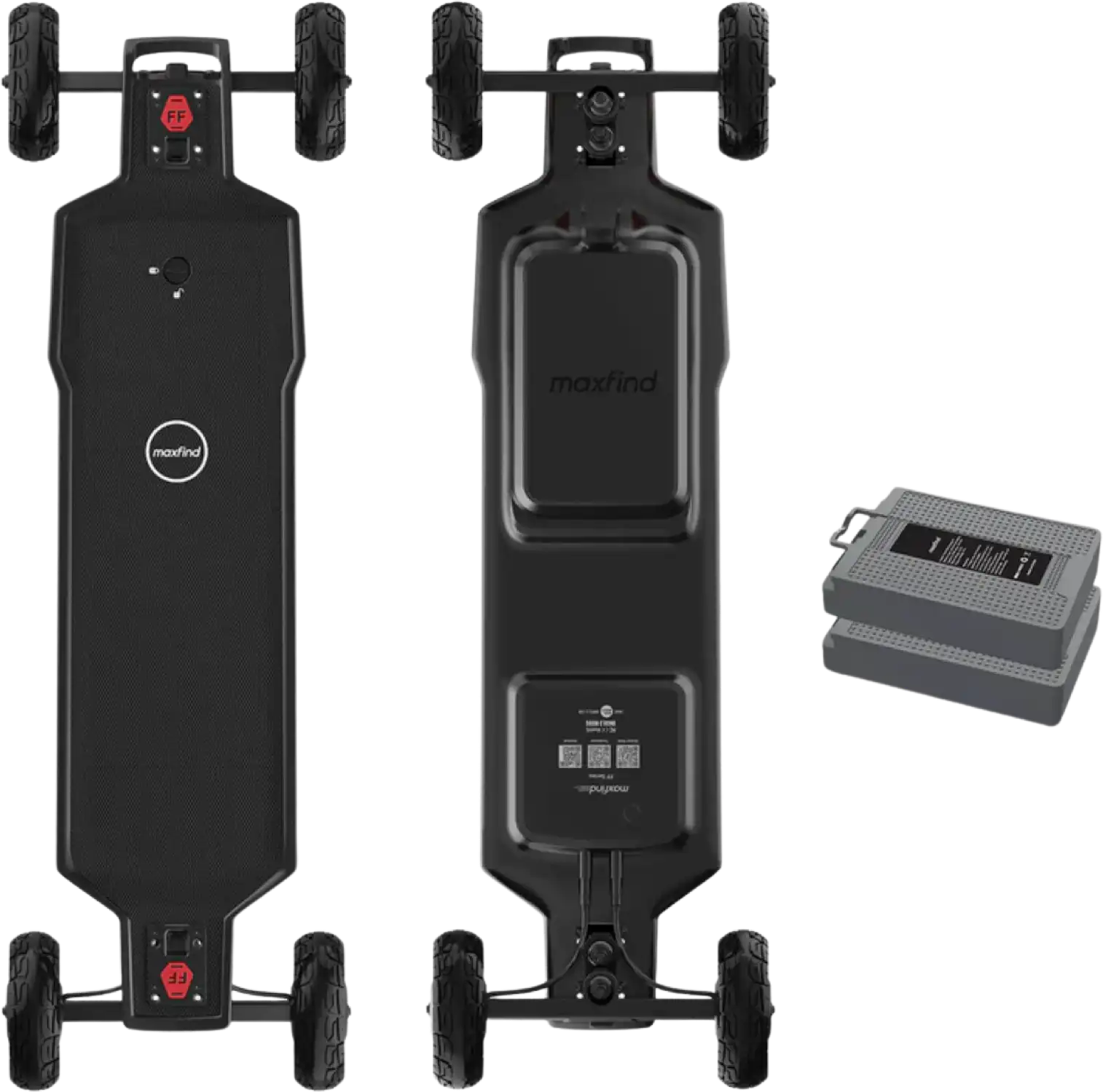 Maxfind FF AT Electric Skateboard All Terrain Dual 1500W Motors 48V 28 MPH 51 Mile Super Range New