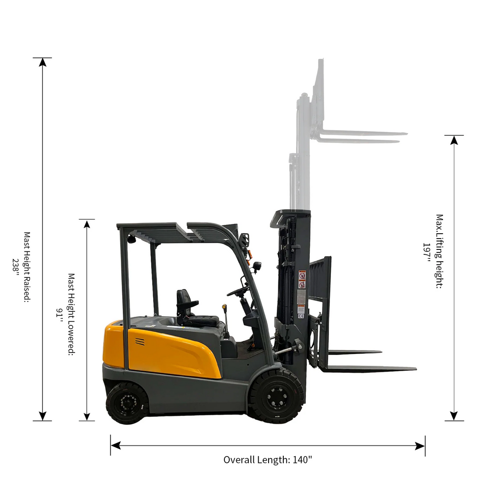 Apollolift A-4014 Electric Forklift Lead Acid Battery Powered 4 Wheel 197" Lifting 6600 lbs. Capacity New