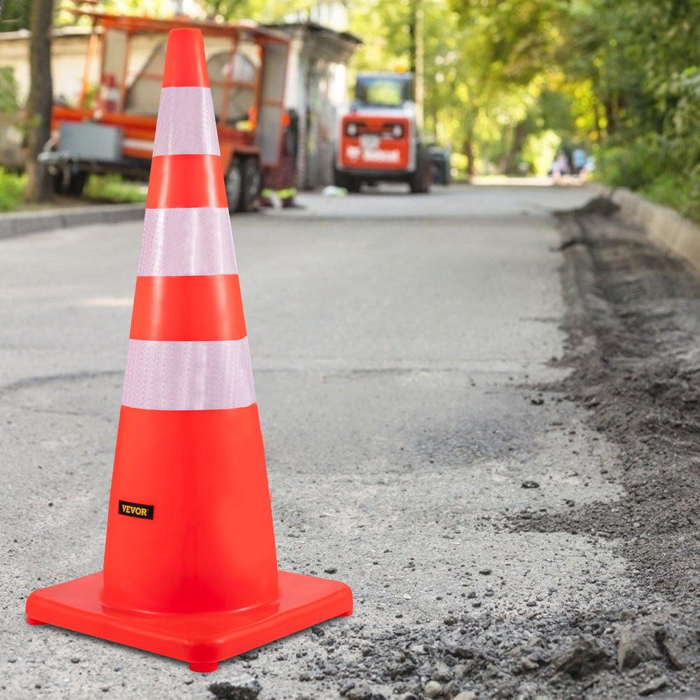 Vevor Safety Cones 36" PVC Traffic Cones Orange with 2 Reflective Collars and Weighted Base 6 PCS New