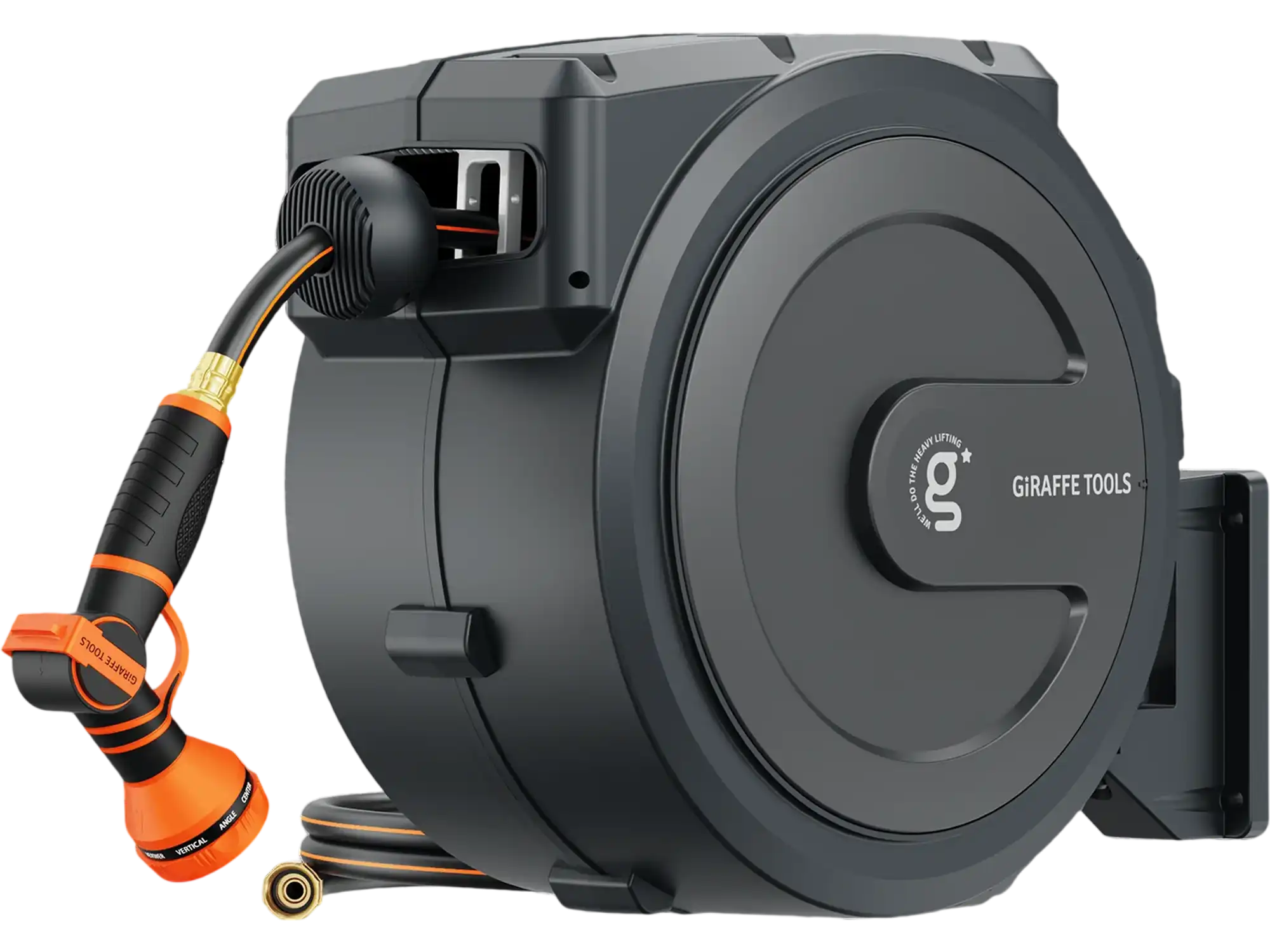 Giraffe Tools Retractable Garden Hose Reel 1/2in-100ft Dark Grey New