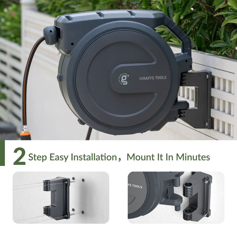 Giraffe Tools Retractable Garden Hose Reel 65ft-155ft New