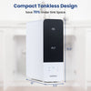 Compact tankless reverse osmosis water filter with 600 GPD flow rate, designed to save 70% under-sink space.