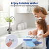 Tankless AW-RB05 Reverse Osmosis Water Filter with smart LED faucet, showing auto flushing function for purified water.