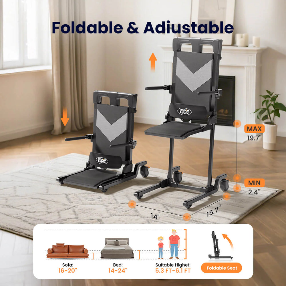 Vocic AX35 Electric Lift Chair Sit-to-Stand Foldable 350 Lb. Capacity with 4 Wheels New
