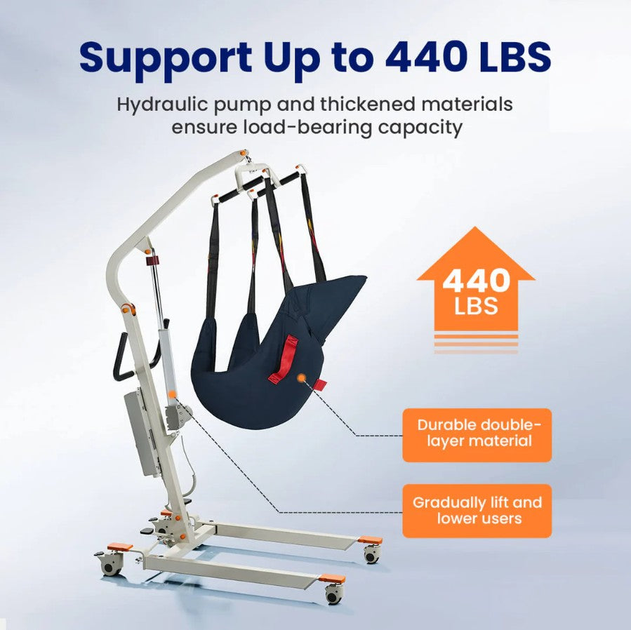 Vocic AY02 Electric Hoyer Lift 440 Lb Capacity with Adjustable Base & 360° Sling Arm New