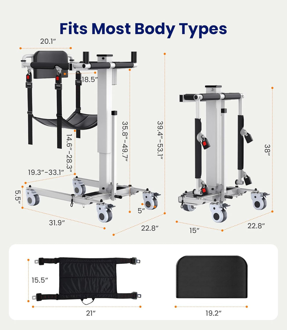 Vocic AY06 Electric Folding Patient Lift Portable Transfer Chair with 330 Lb Capacity New