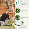 A-Frame garden trellis in green with ground stake and cable tie, designed for supporting climbing plants.