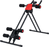 Foldable abdominal trainer in black with adjustable incline, LCD monitor, and ergonomic handlebars for effective.