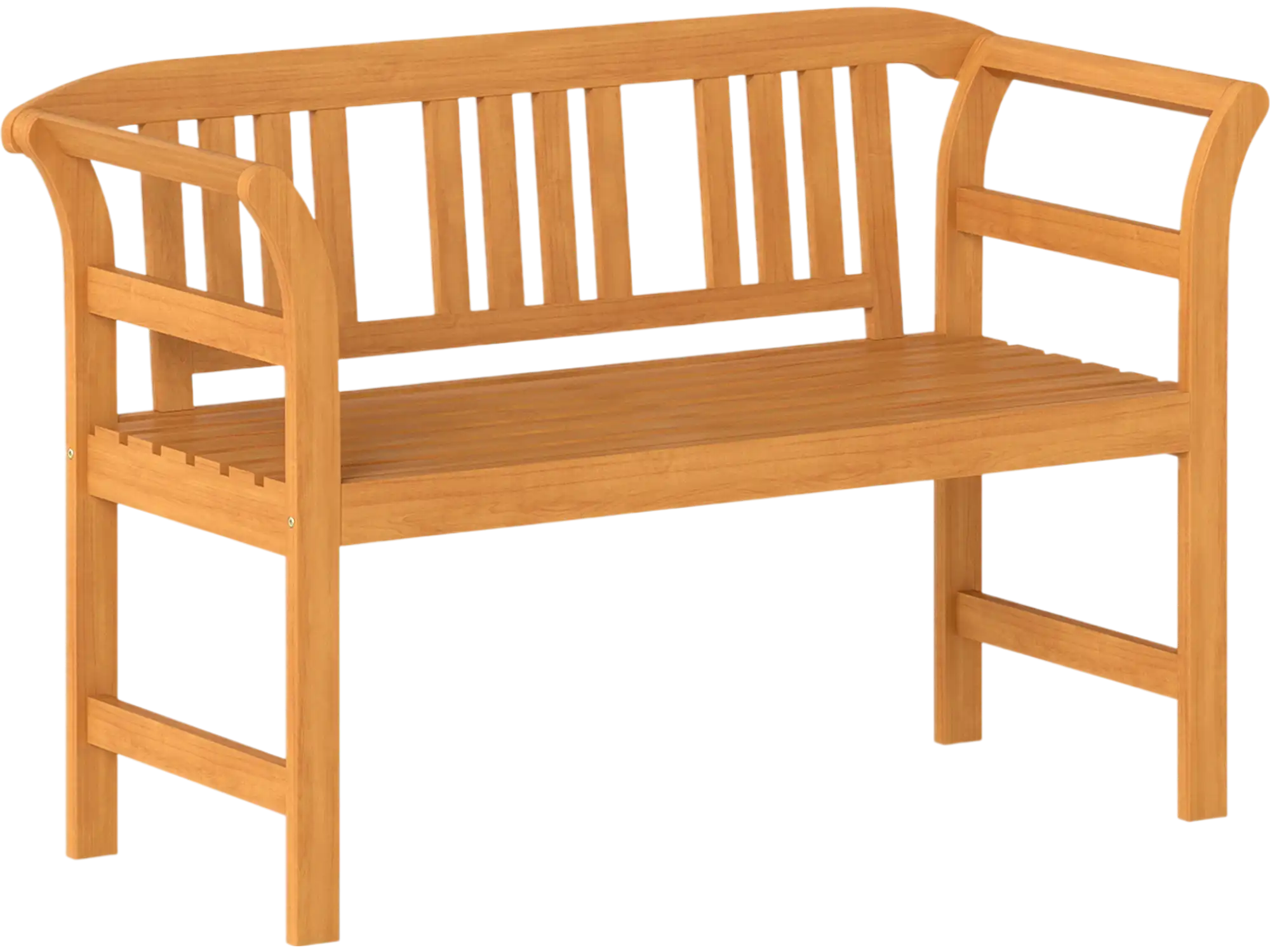Costway Acacia Wood 2-Person Patio Loveseat Bench w/ Backrest Armrests 69577046 New